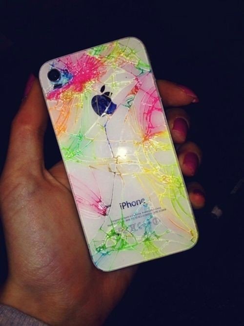 rainbow cracked iphone